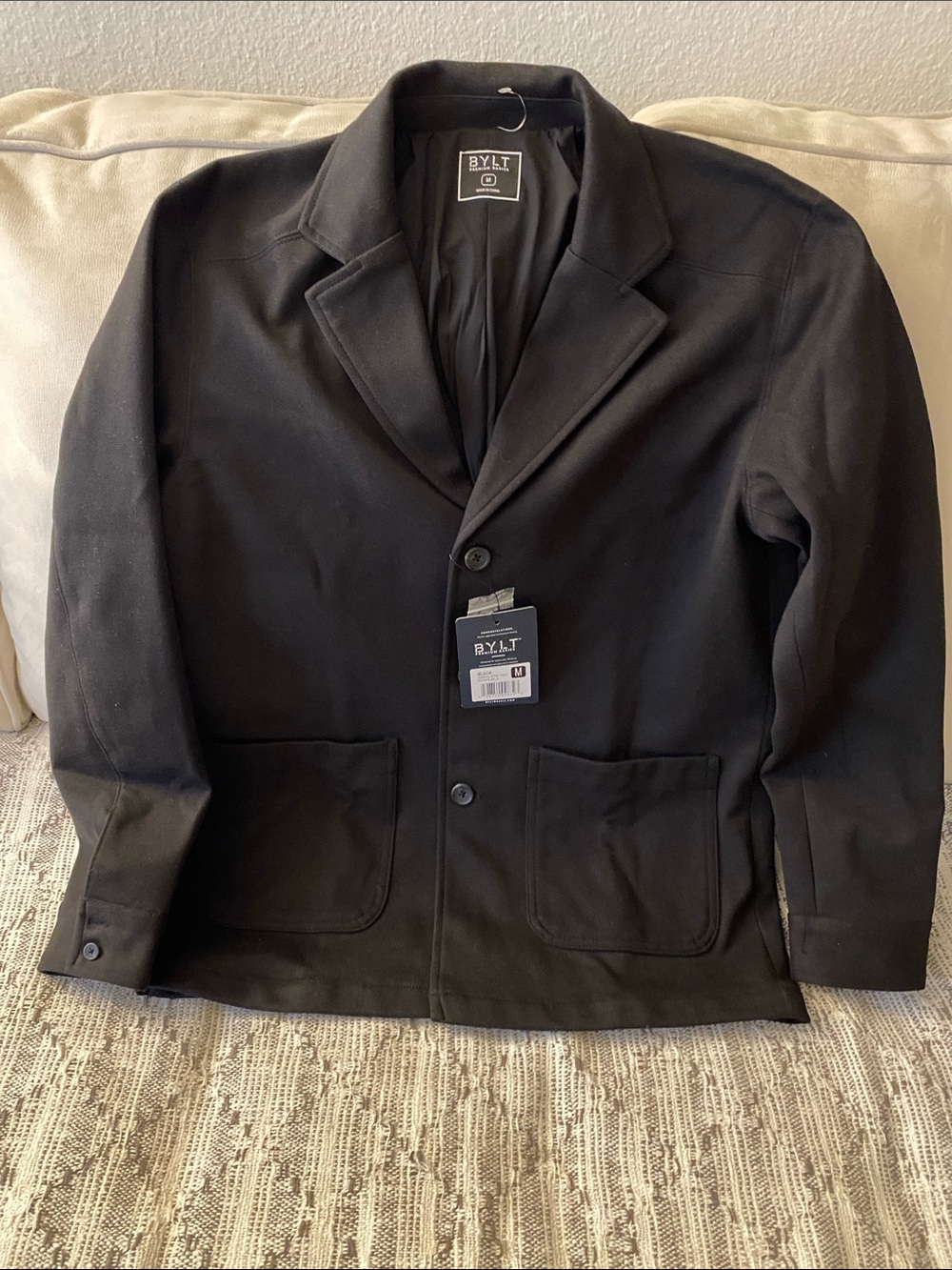 New Men’s BYLT Premium Coastal Sport Coat Medium Black